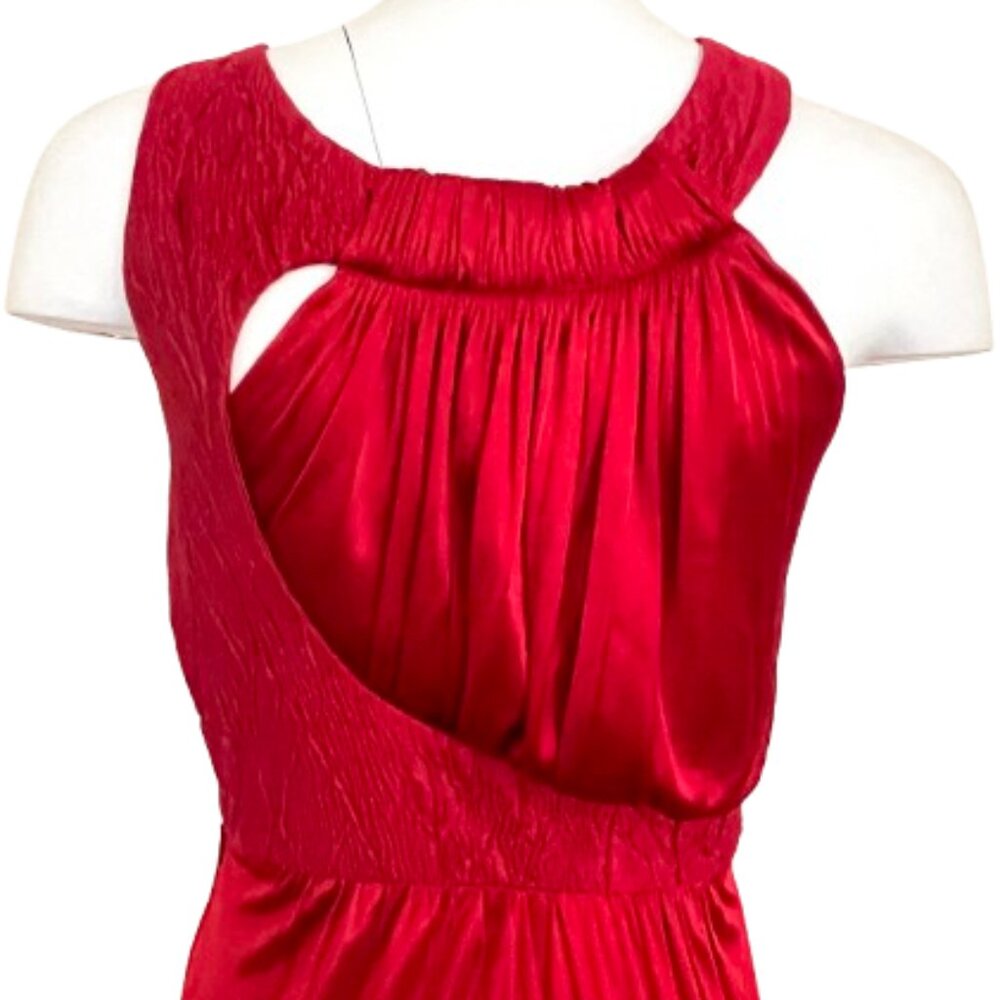 Auc Versace Red Sleeveless Textured Detail Mid-length Cocktail Dress IT 38 - Picture 3 of 17